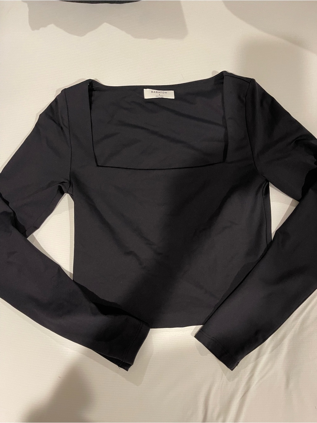 Babaton Black Square Neck Long-Sleeve Top Size Small
